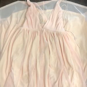 Baby Pink Long Dress With Plunging Neckline